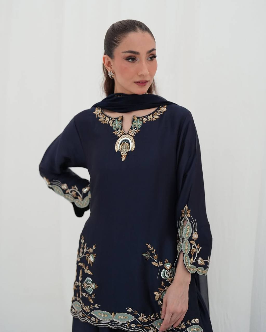Modern Noir Sapphire Trimmed Couture